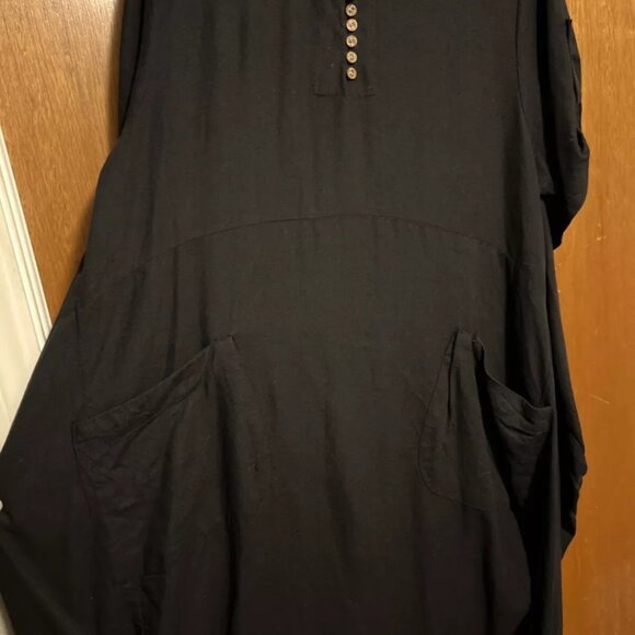 Minibee casual oversized baggy black midi pocket dress tunic - Picture 5 of 5